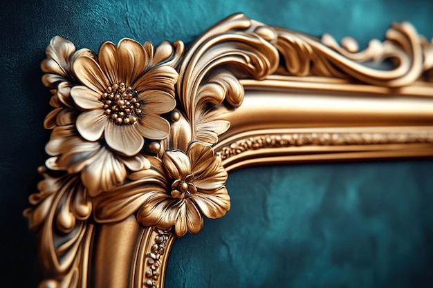 Elegant Ornate Frame Adorned with Exquisite Floral Motifs and Artistic Detailing