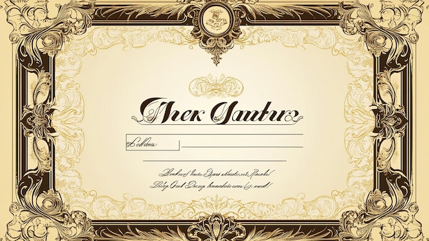 Elegant Ornate Gold Vintage Frame with Intricate Baroque Design for Certificates Invitations and Decor