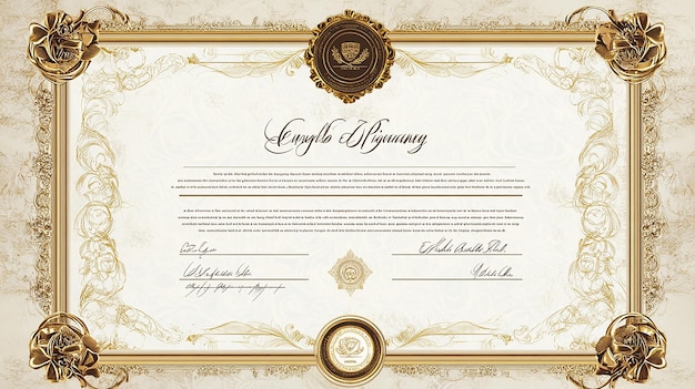 Elegant Ornate Gold Vintage Frame with Intricate Baroque Design for Certificates Invitations and Decor