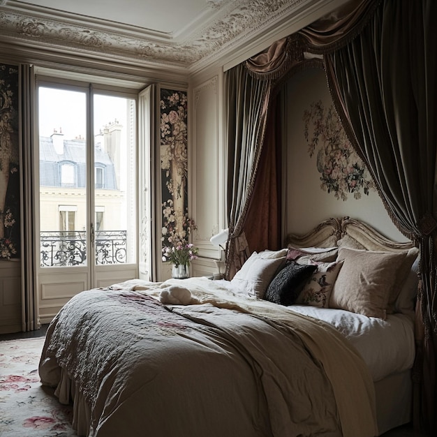 Photo elegant parisianstyle bedroom