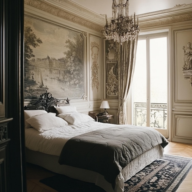 Photo elegant parisianstyle bedroom