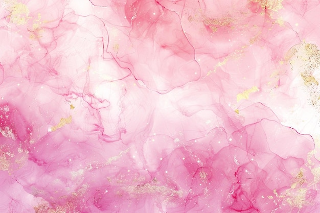 Elegant pastel pink alcohol ink background with gold glitter elements