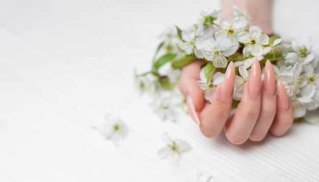 Elegant pastel pink natural manicure