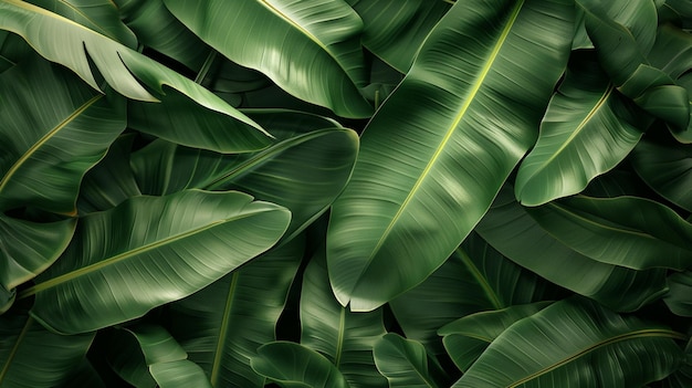 Elegant Patterns of Green Banana Leaves Generated by AI