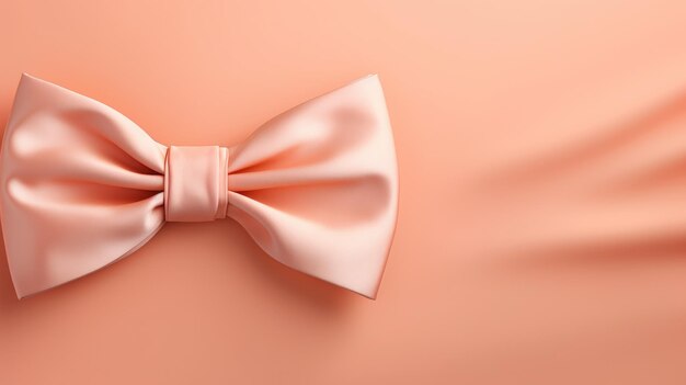 Elegant peach bowtie with a smooth satin finish on a soft peach background