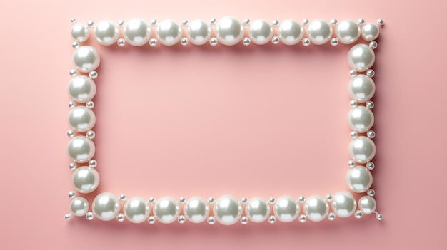 Photo elegant pearl frame on pink background for luxurious design