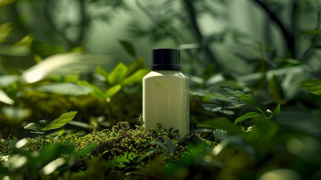 Photo elegant perfume bottle in forest