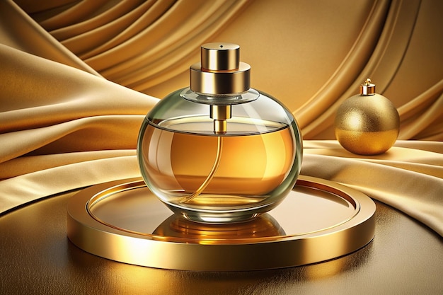 Elegant Perfume Bottle on Gold Background