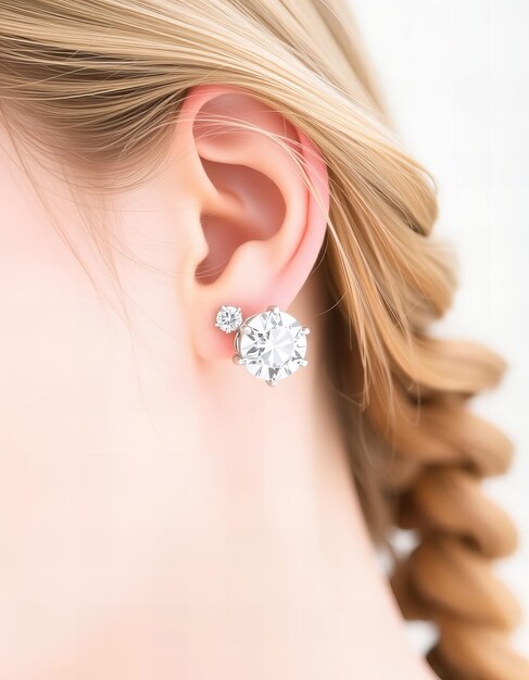 Photo elegant picture a diamond earring on a clean white background