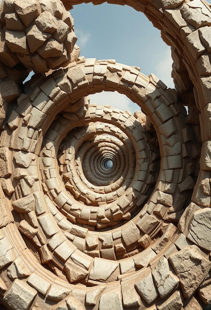 Photo elegant picture surreal stone spirals with a effect