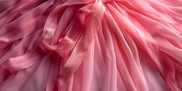 Elegant pink chiffon dresses with ribbons on isolated background in coquette style Concept Pink Chiffon Dresses Ribbon Accents Coquette Style Elegant Fashion Isolated Background