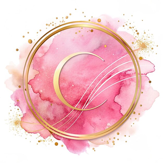 Photo elegant pink and gold watercolor splash logo design with feminine luxury brandin