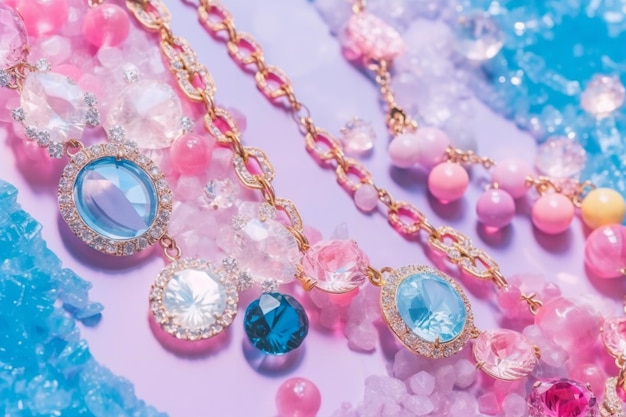 Elegant Pink and Pastel Blue Palette Discover the Charm of Sparklecore's Bijoux Banner for a Dreamy