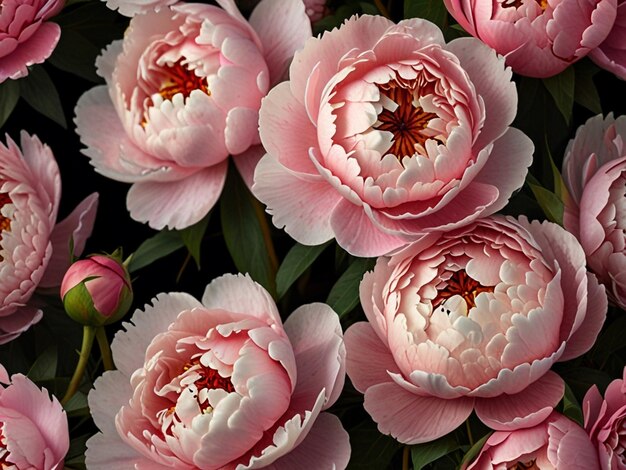 Photo elegant pink peonies in full bloom