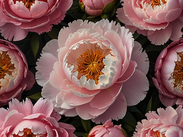 Photo elegant pink peonies in full bloom