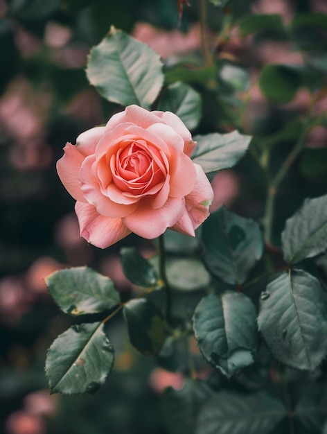 Elegant Pink Rose Blooming in Garden