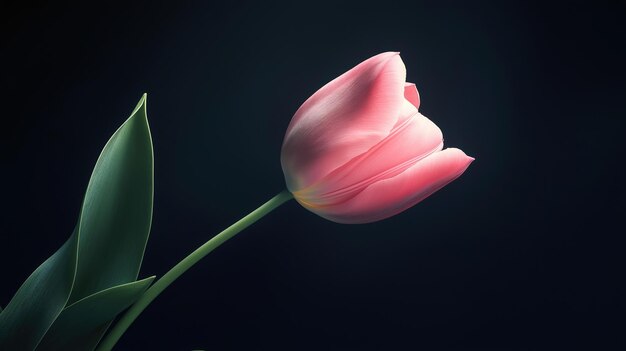 Photo elegant pink tulip on dark background