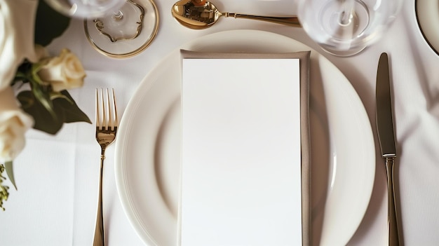 Photo elegant place setting with blank card