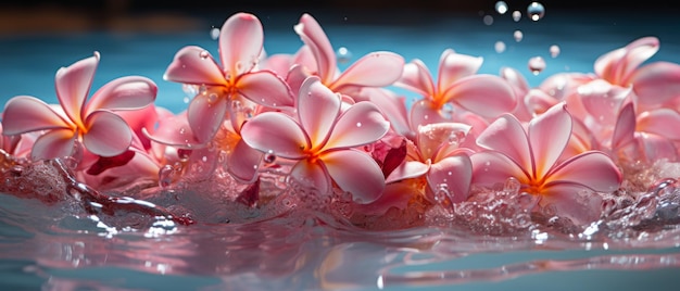 Elegant plumeria flowers bloom in water