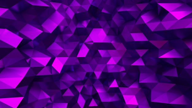 Elegant purple background with triangles and crystals. 3d illustration