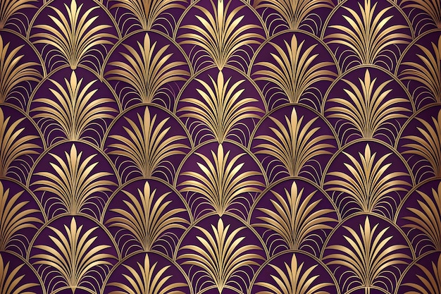 Photo elegant purple and gold art deco background with intricate geometric patterns