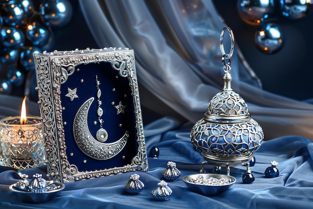 Elegant Ramadan accessories showcasing pure diamond studded crescent