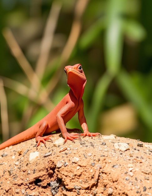 Photo elegant red flightless agama lizard in new terra national park