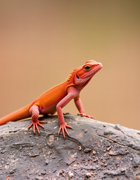 Elegant Red flightless agama lizard in New Terra National Park