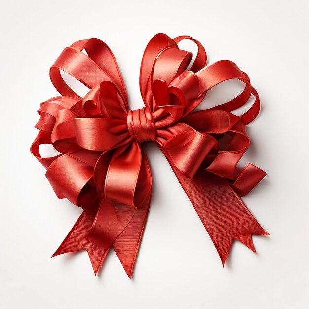 elegant red ribbon and bow isolated on white Background