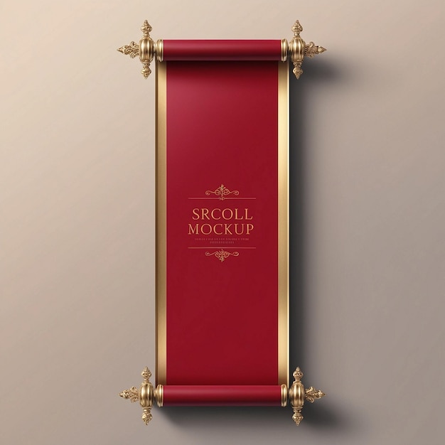 Elegant Red Scroll Mockup for Announcements and Invitations