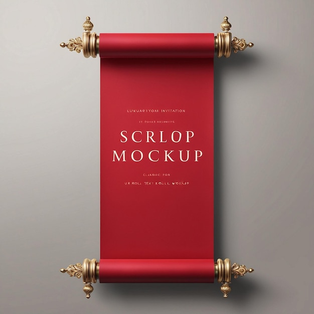 Elegant Red Scroll Mockup for Announcements and Invitations