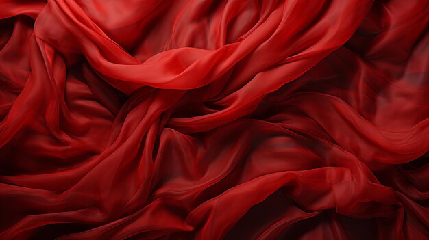 Elegant red silk fabric artfully draped over surface