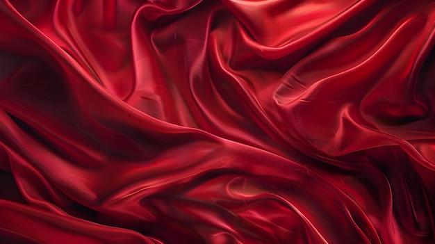 Elegant Red Silk Fabric Draped in Luxurious Interior Decor Enhanced by Soft Light