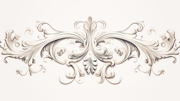 Photo elegant rococo scrollwork line art detailed ornamental scroll on white background decorative bar