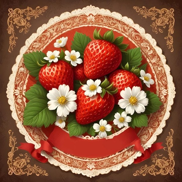 Photo elegant round strawberry illustration