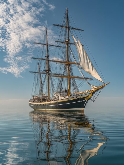 Elegant Sailing Ship On Calm Waters