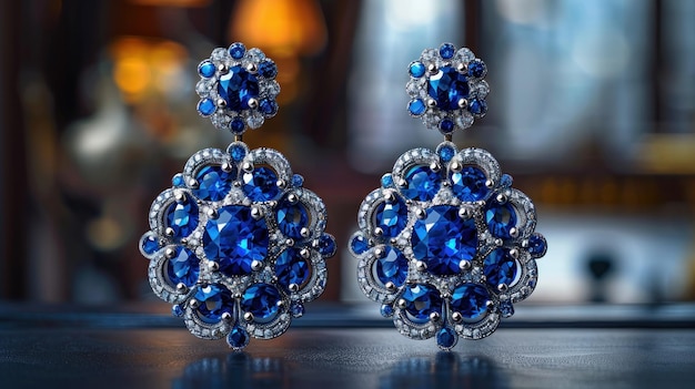 Elegant Sapphire Earrings with Intricate Design