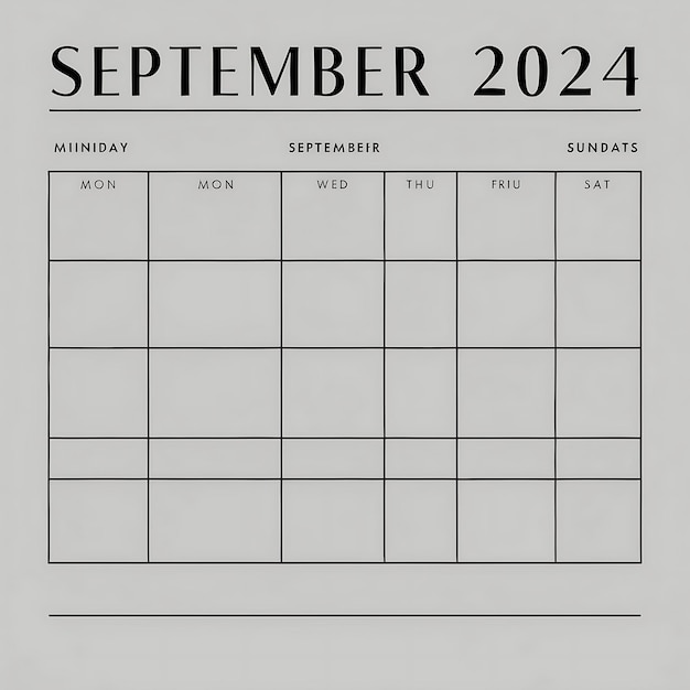 Photo elegant september 2024 calendar for stylish planning