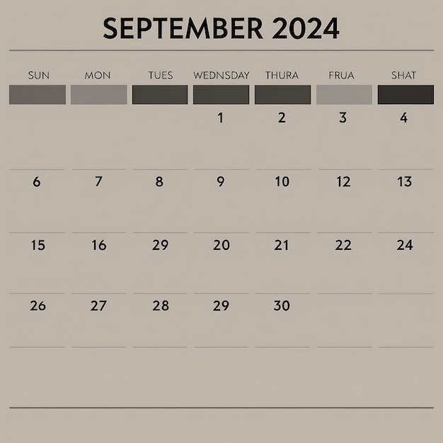 Photo elegant september 2024 calendar for stylish planning