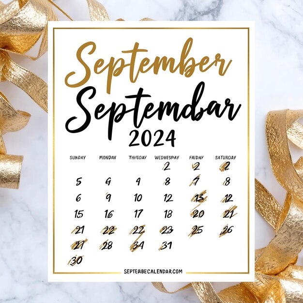 Photo elegant september 2024 calendar for stylish planning