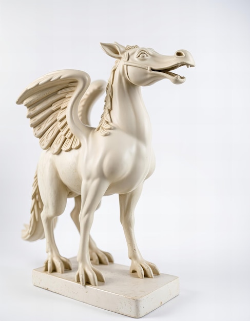 Photo elegant showing a beautifully crafted hippogriff statue set against a clean white background