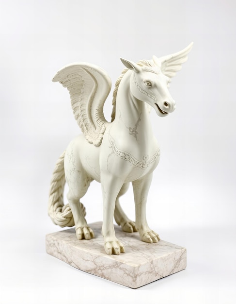 Photo elegant showing a beautifully crafted hippogriff statue set against a clean white background