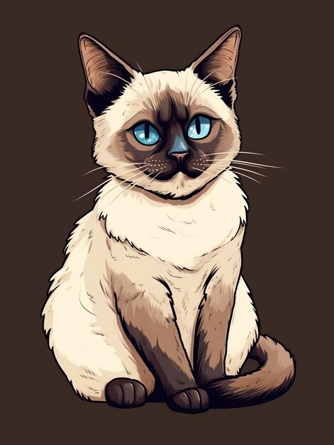 Elegant Siamese cat design for tshirt and sticker perfect for cat lovers