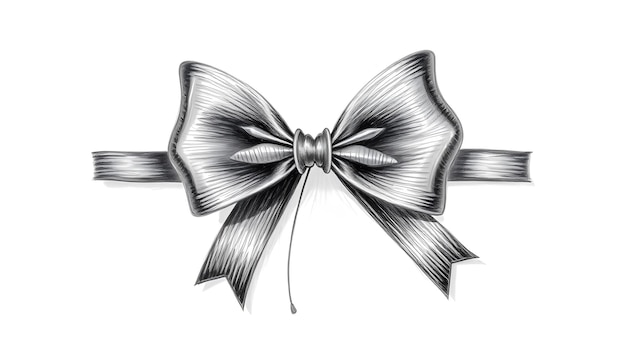 Photo elegant silver bow illustration with shading detail