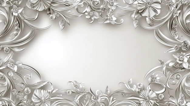 Photo elegant silver floral frame