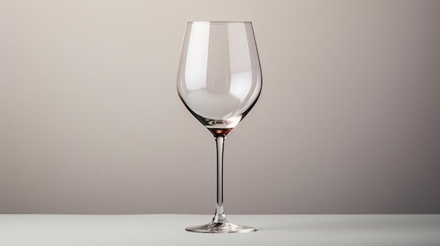 Photo elegant simple empty transparent wine glass with long stem isolated on gray background