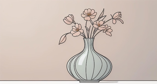 Photo elegant simplicity single continuous line drawing of a vase