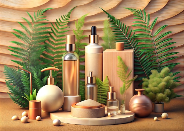 Elegant Skincare and Beauty Product Collection with Natural Background