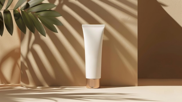 Elegant skincare product tube mock up with shadows