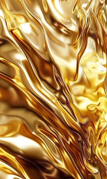 An elegant and smooth golden fabric texture with a wavy luxurious appearance Generate AI